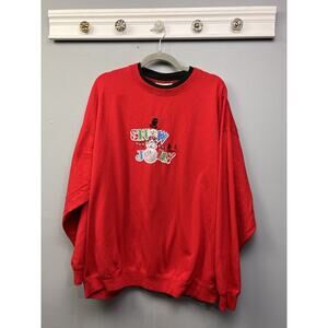 M & C Sportswear Snow Jolly Sweatshirt Womens 3X‎ Vintage Embroidered Red